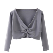 Girls Long Sleeve Cardigan Wrap Top Gray 6-7 Years