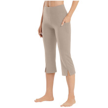 Women's High Waist Stretch Capri Pants Solid Color Straight