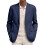 Men's Navy Blue Lightweight Solid Blazer with Notch Lapel 1