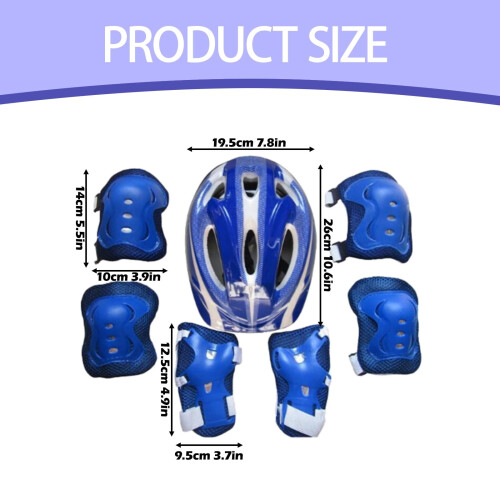 Kids Knee Pads Blue Adjustable High-Density Foam Set for 1