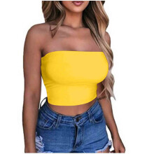Asdoklhq Women's Yellow Tube Top Summer Casual Top M