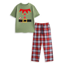 (3-4 Years) Show Me The Merch Short Sleeve Long Leg Pyjama Set (Unisex Kids Green)