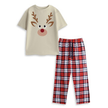 (18-24 Months) Show Me The Merch Short Sleeve Long Leg Pyjama Set (Unisex Kids Beige)