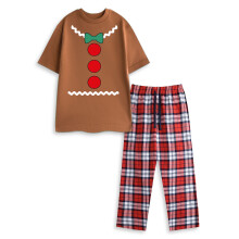 (Large) Show Me The Merch Short Sleeve Long Leg Pyjama Set (Unisex Brown)