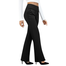 Women's High Waist Yoga Pants Black XXL with Pockets