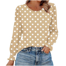 Women's Long Sleeve Business Casual Blouse with Smocked