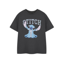 (7-8 Years) Disney Lilo & Stitch Short Sleeved T-Shirt (Girls Grey)