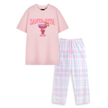(Small) Show Me The Merch Short Sleeve Long Leg Pyjama Set (Unisex Pink)