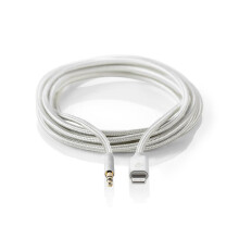 Adaptateur Lightning | Apple Lightning, 8 broches | 3,5 mm Mâle | Plaqué or | 1,00 m | Rond | Nylon