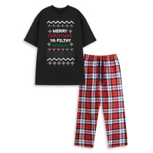 (XX-Large) Show Me The Merch Short Sleeve Long Leg Pyjama Set (Unisex Black)