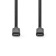 Câble USB | USB 3.2 Gen 2 | USB-C mâle | USB-C mâle | 100 W | 4K@60Hz | 10 Gbps | Nickelé | 1,00 m | Rond | PVC | Noir | Boîte