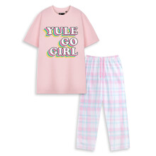 (Medium) Show Me The Merch Short Sleeve Long Leg Pyjama Set (Unisex Pink)
