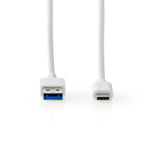 Câble USB | USB 3.2 Gen 2 | USB-A mâle | USB-C mâle | 60 W | 10 Gbps | Nickelé | 1,00 m | Rond | PVC | Blanc | Boîte