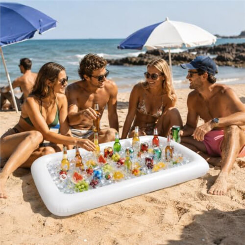 2er-Pack Aufblasbare Servierplatte für Poolpartys, Schwimmende Getränkekühler-Bar mit Eimerdesign 1