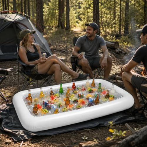 2er-Pack Aufblasbare Servierplatte für Poolpartys, Schwimmende Getränkekühler-Bar mit Eimerdesign 2