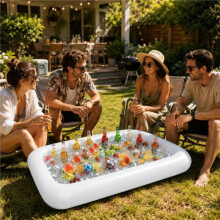 2er-Pack Aufblasbare Servierplatte für Poolpartys, Schwimmende Getränkekühler-Bar mit Eimerdesign