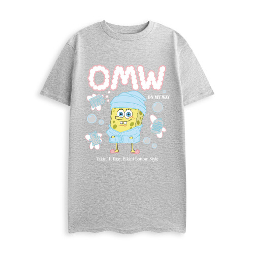 SpongeBob SquarePants (Medium) SpongeBob SquarePants Short Sleeved T-Shirt (Womens Grey)