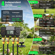 Solar Irrigation Timer Automatic Irrigation System 4Zone Irrigation Controller for Garden Outdoor Tap Valve BSP3/4