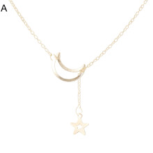 Women's Necklace Imitation Pearl Moon Shape Stainless Steel