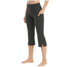 Women's High Waist Stretch Capri Pants Solid Color Straight