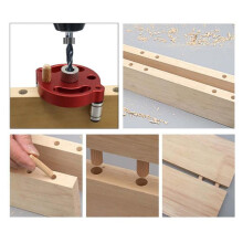 Holzverarbeitung Vertikales Lochbohr Locator Kit, Präziser Dowel Verbindungsbohrer Führungsjig mit Bohrern & Holz-Dübel