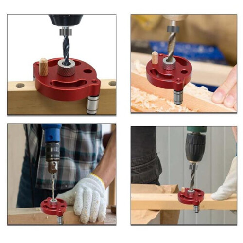 Woodworking Vertical Hole Drilling Locator Kit, Precise Dowel Splicing Drill Guide Jig with Drill Bits & Wooden Dowels