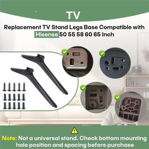 Base de Pernas para Suporte de TV para  50 55 58 60 65 Polegadas, Suporte de TV de Mesa para  50H55E 55E3G 2