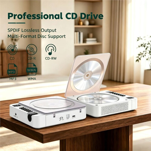 Portable CD Player  FM Transmit SPDIF Output Type-C Rechargeable Retro Music Player 2