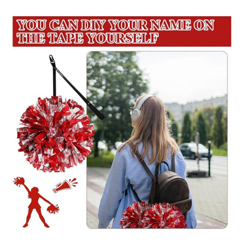 12 Pcs Cheerleading Pom Poms Holder with Snap Closure Hanger Accessories Adjustable Backpack Straps Keychains