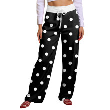 Women's Black Polka Dot Sports Pants M