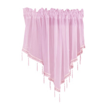 Floral Sheer Lace Window Curtain with Scalloped Edges and
