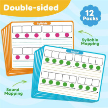 12 Packs Phonemic Awareness Dry Erase Phonics Games Flash Cards Speech Therapy Material, Elkonin Boxes for Kids