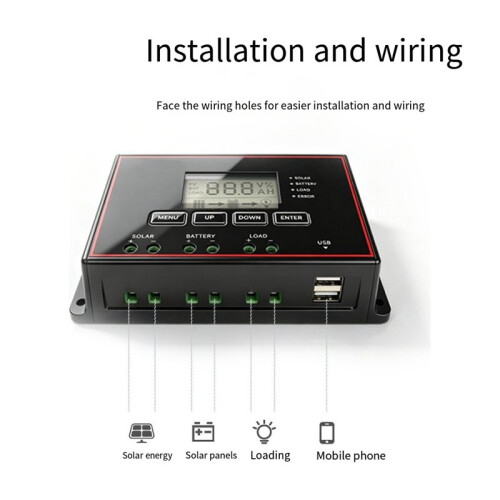 20A Solar Charge Controller LCD Screen Display 12V/24V Battery Photovoltaic Panel 20A Charge/Discharge Controller 2