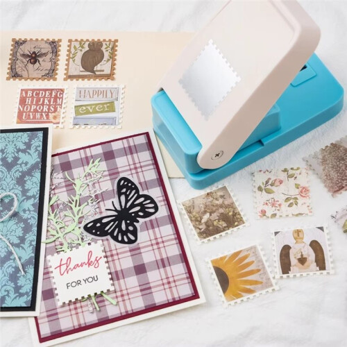 Rectangle Postage Stamp Punch Ware Rectangle  Lever Punch Handmade Paper Punch for Crafting Scrapbooking Cards A 1