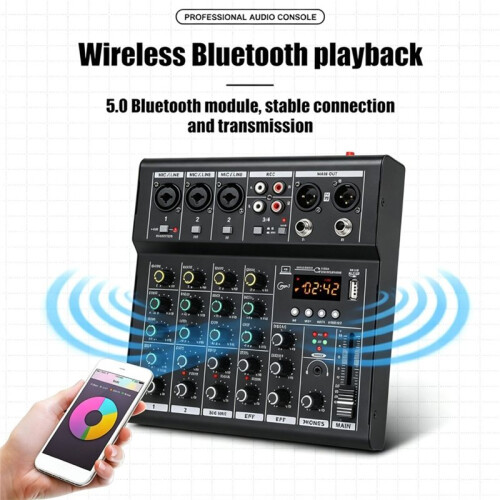 4 Channels  USB Mixer Professional Portable Audio Interface Sound Card Console for Guitar Recording Studio Singing B 2