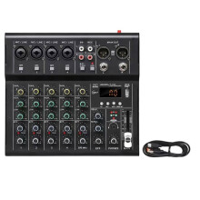 6 Channels USB Mixer Professional Portable Audio Interface Sound Card Console for Guitar Recording Studio Singing A
