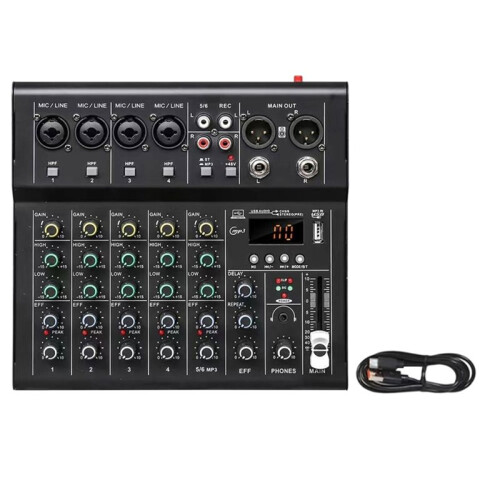 6 Channels  USB Mixer Professional Portable Audio Interface Sound Card Console for Guitar Recording Studio Singing A