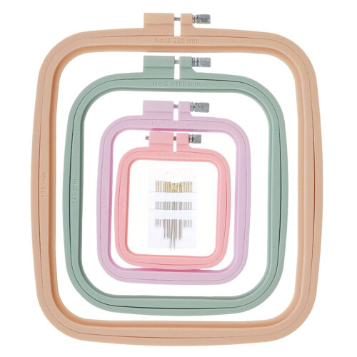 4-Pack of Square Embroidery Hoops, with Multiple Adjustable -Stitch Frames, Suitable for DIY Sewing Projects