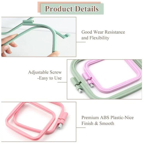 4-Pack of Square Embroidery Hoops, with Multiple Adjustable -Stitch Frames, Suitable for DIY Sewing Projects 2
