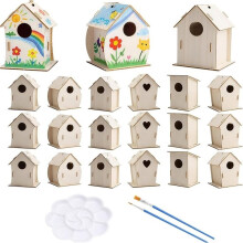 Paquete de 18 Kits de Casas para Pájaros de Bricolaje - 6 Estilos de Proyecto de Casa de Pájaros de Madera Sin Terminar para Fiesta de Clase,