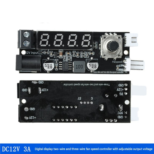 DC12V 3A Digital Fan Speed Controller Voltage Adjustable Temperature RPM Display for Cooling Fan Governor Module 2