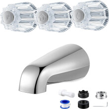Shower Faucet Handle Replacement Set Compatible with Price Pfister, Tub Spout Without Diverter, 3 Knob Kit