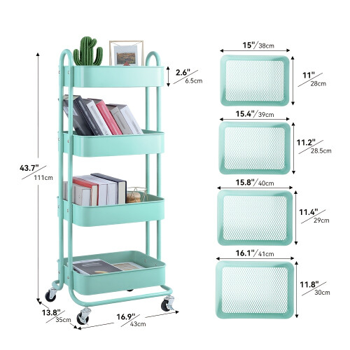 Kitchen Trolley with 2 Locking Wheels and Lightweight Design