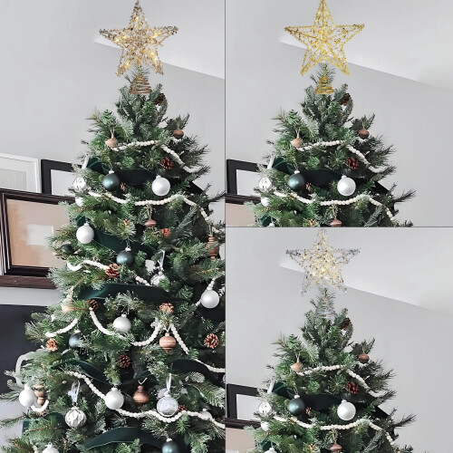Lighted 3D Golden Star Tree Topper for Standard Christmas
