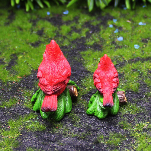 Mini Christmas Cardinal Statue Resin 2 pcs 2