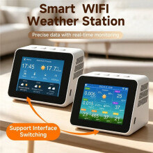 Tuya WiFi Weather Station Air Quality Monitor Hygrometer Thermometer Calandar 3 Days Weather Forecast White