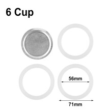 Espresso Moka Pot Filter with 3 Sealing Rubber Rings and 1