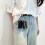 Keychain Tote Bag Foldable Leather Mini Shoulder Purse with 3