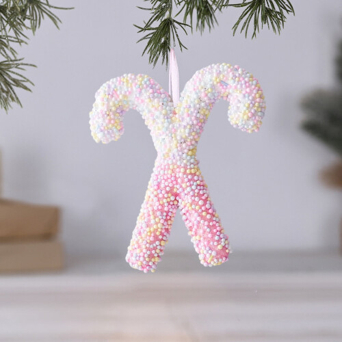 AuroraX Christmas ornaments pink candy cane 6 pcs