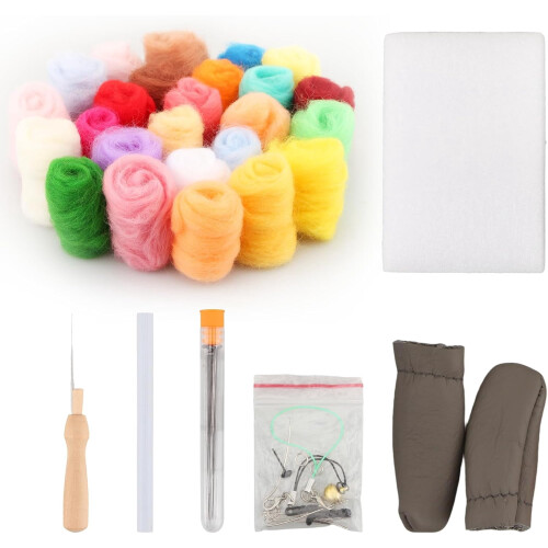 Needle Felting Kit with 40 Colors Wool Roving Tools Molds